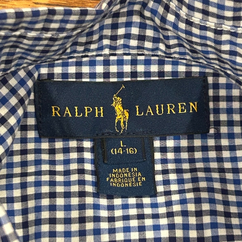 Ralph Lauren Blue Gingham Button Down Shirt